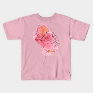 woman line art face Kids T-Shirt